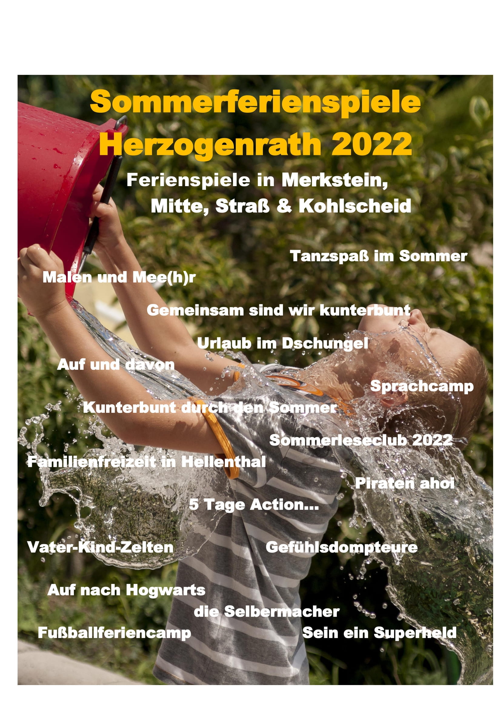 Das Foto zeigt das Deckblatt der Broschüre für die Sommerferienspiele 2022