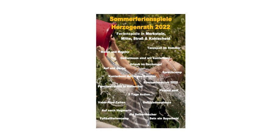 Das Foto zeigt das Deckblatt der Broschüre für die Sommerferienspiele 2022