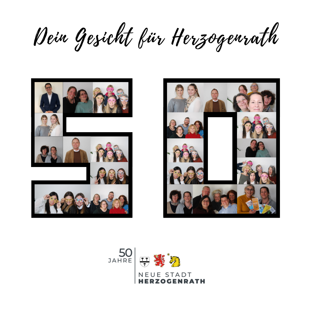 Das Foto zeigt eine Kollage mit Mitarbeiter*innen der Stadt Herzogenrath 