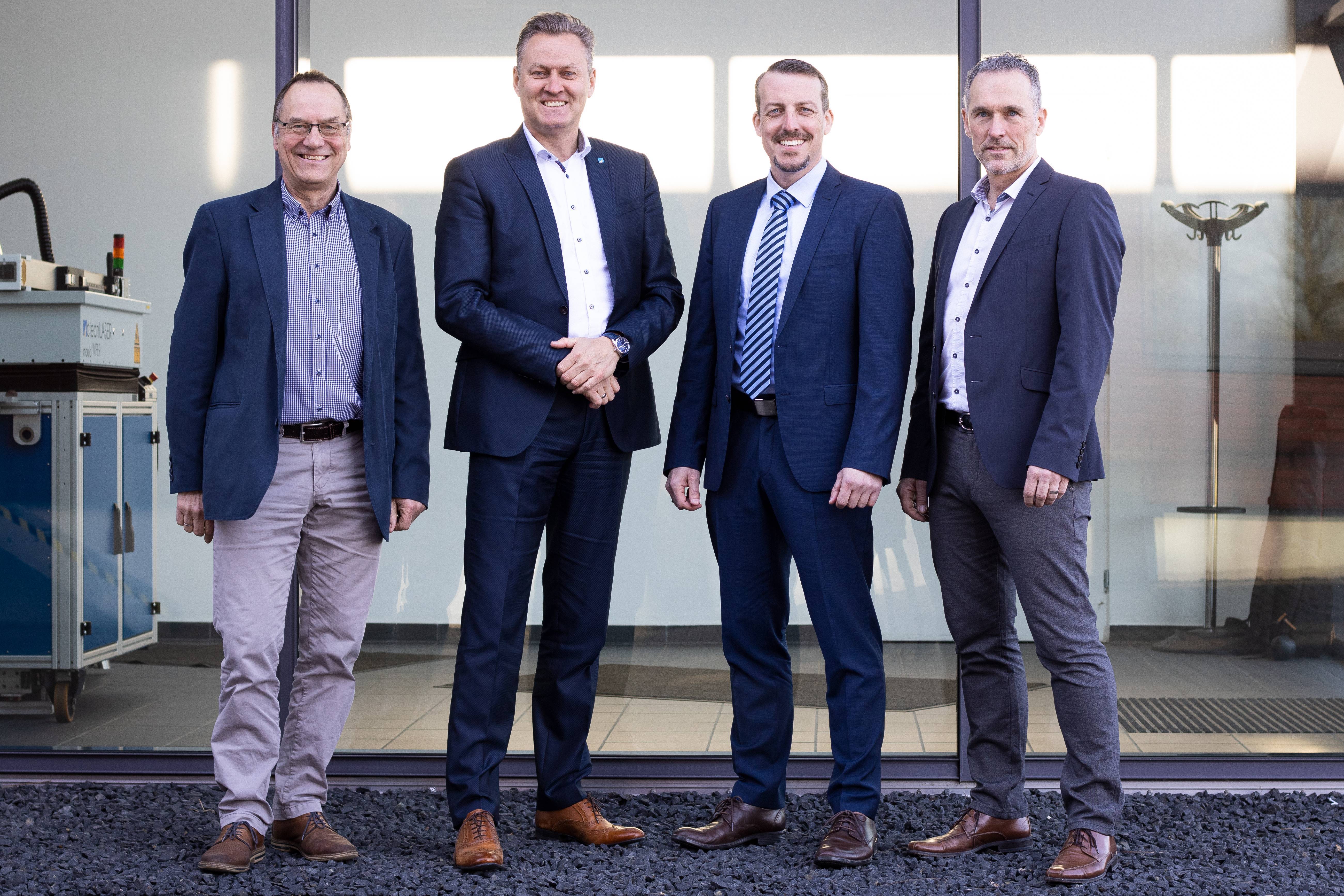 Geschäftsführung der Clean Laser GmbH: v.l. Dr. Winfried Barkhausen, Edwin Büchter, Mario Göhre, Werner Knöppel  