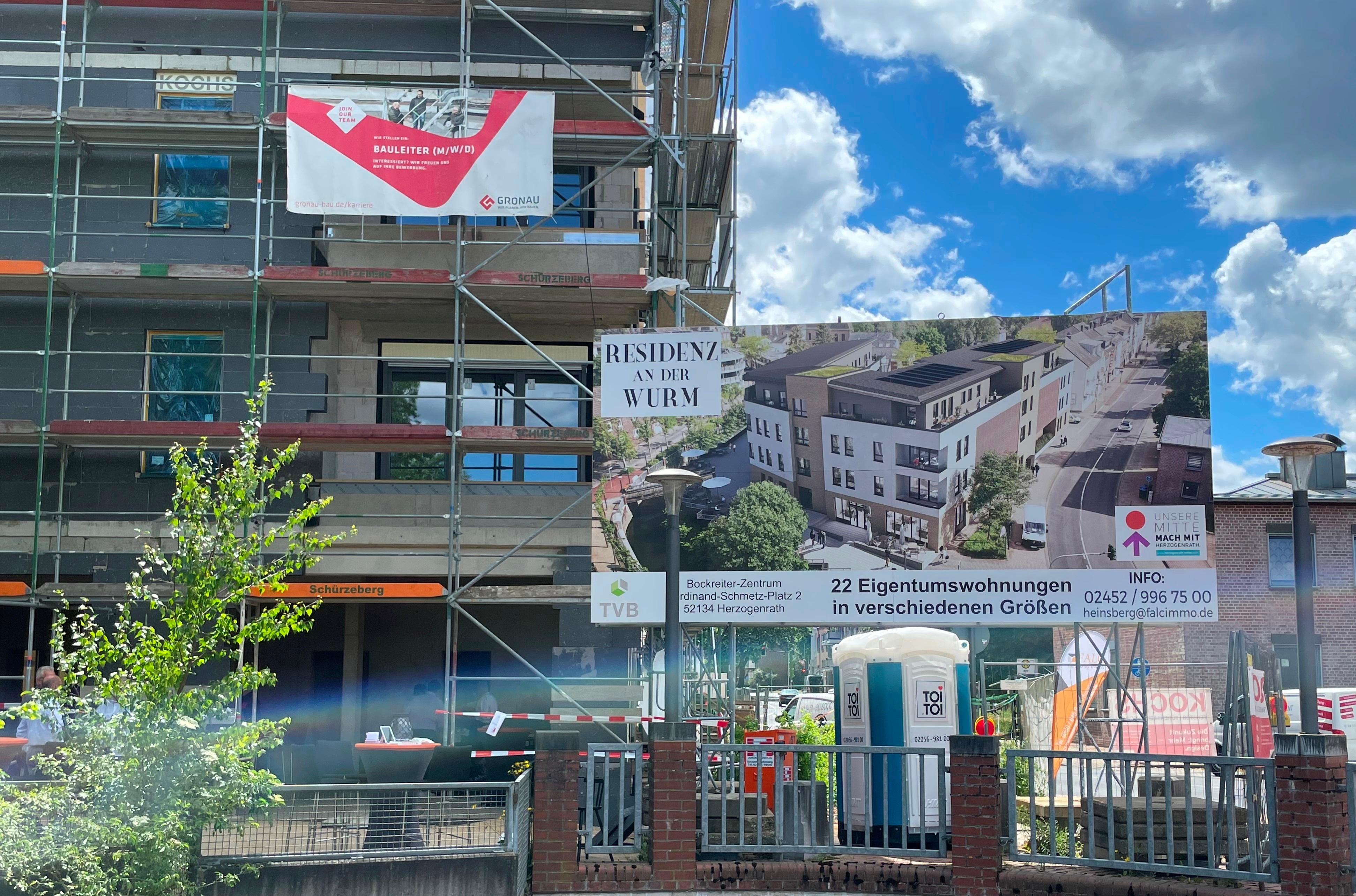 Das Foto zeigt eine Ansicht auf den Rohbau der neuen "Residenz an der Wurm"