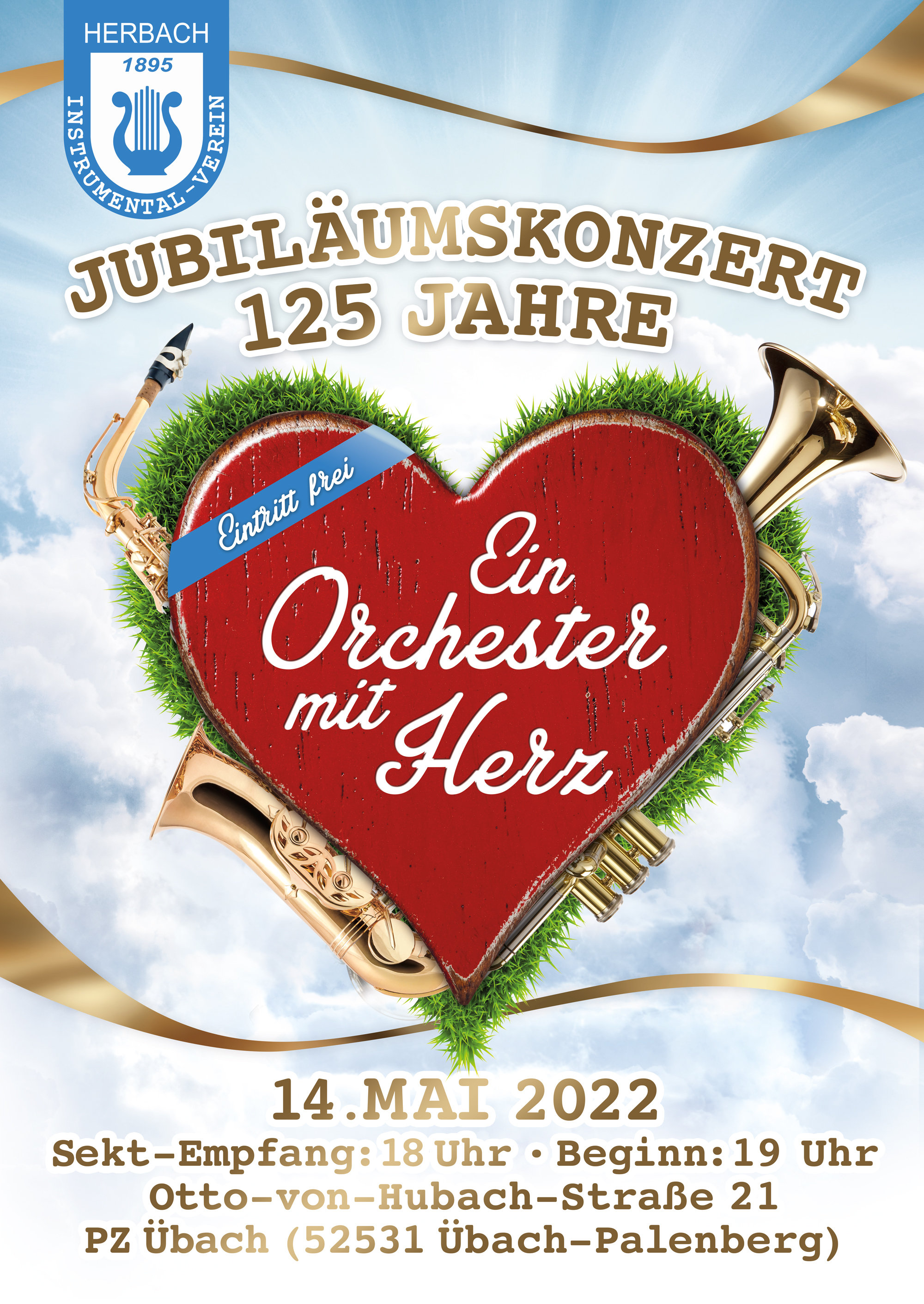 Das Foto zeigt das Plakat des Instrumentalvereins Herbach zur Jubiläumsveranstaltung