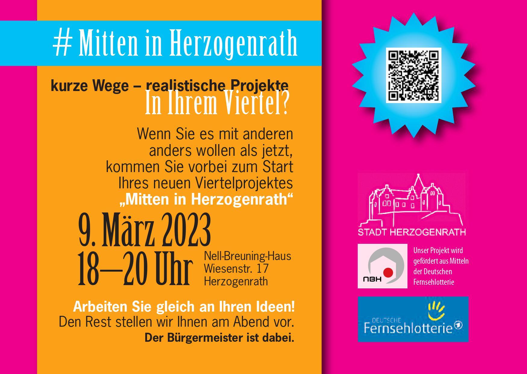 Flyer zur Auftaktveranstaltung für Quartiersprojekt "Mitten in Herzogenrath"