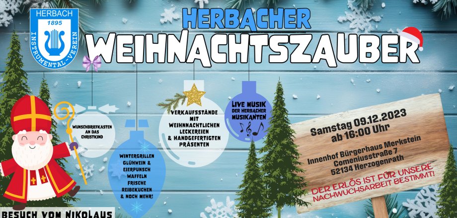 Plakat zum Weihnachtszauber-Konzert des Instrumental-Vereins Herbach