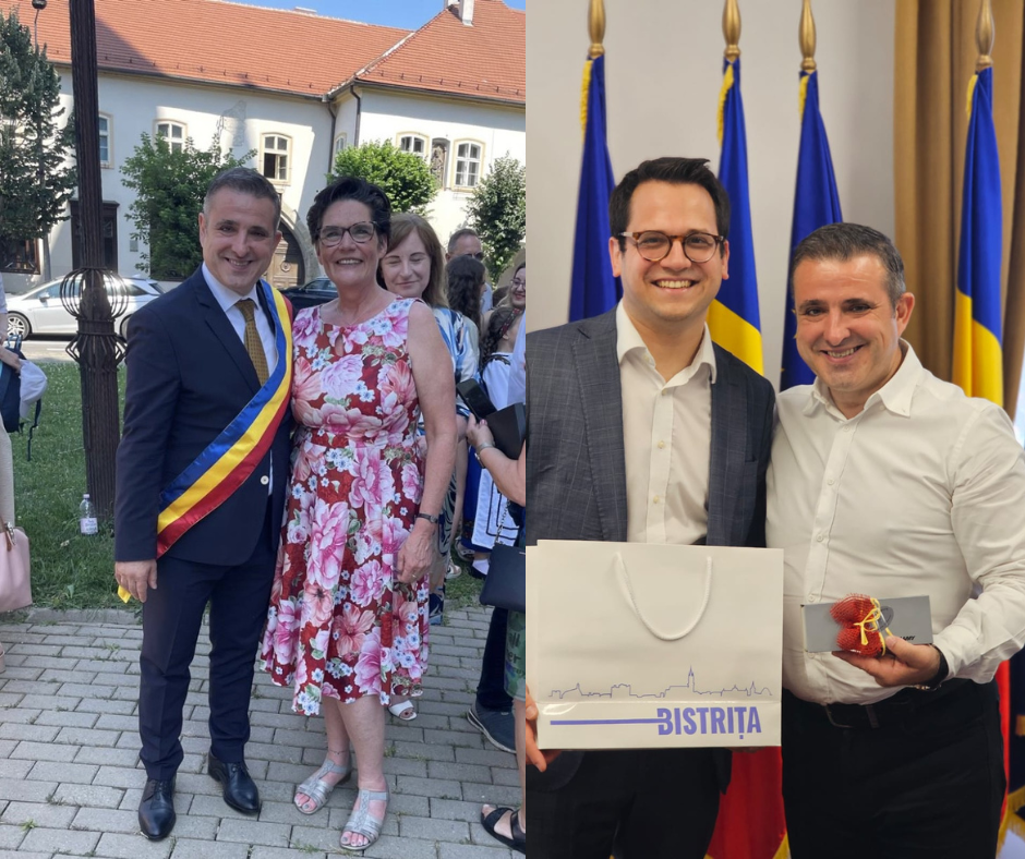 Bürgermeister Ioan Turc mit Marita Robertz, Vorsitzende Städtepartnerschaftskomitee Herzogenrath e.V. sowie Bürgermeister Dr. Benjamin Fadavian