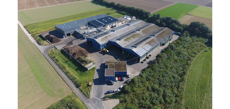Biovergärungsanlage der AWA in Würselen aus der Luft betrachtet