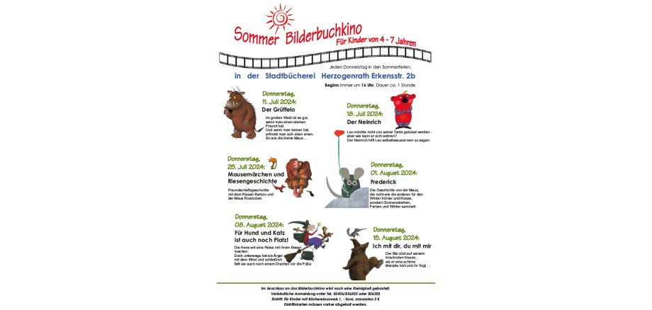 Programmplakat Kinosommer Stadtbücherei