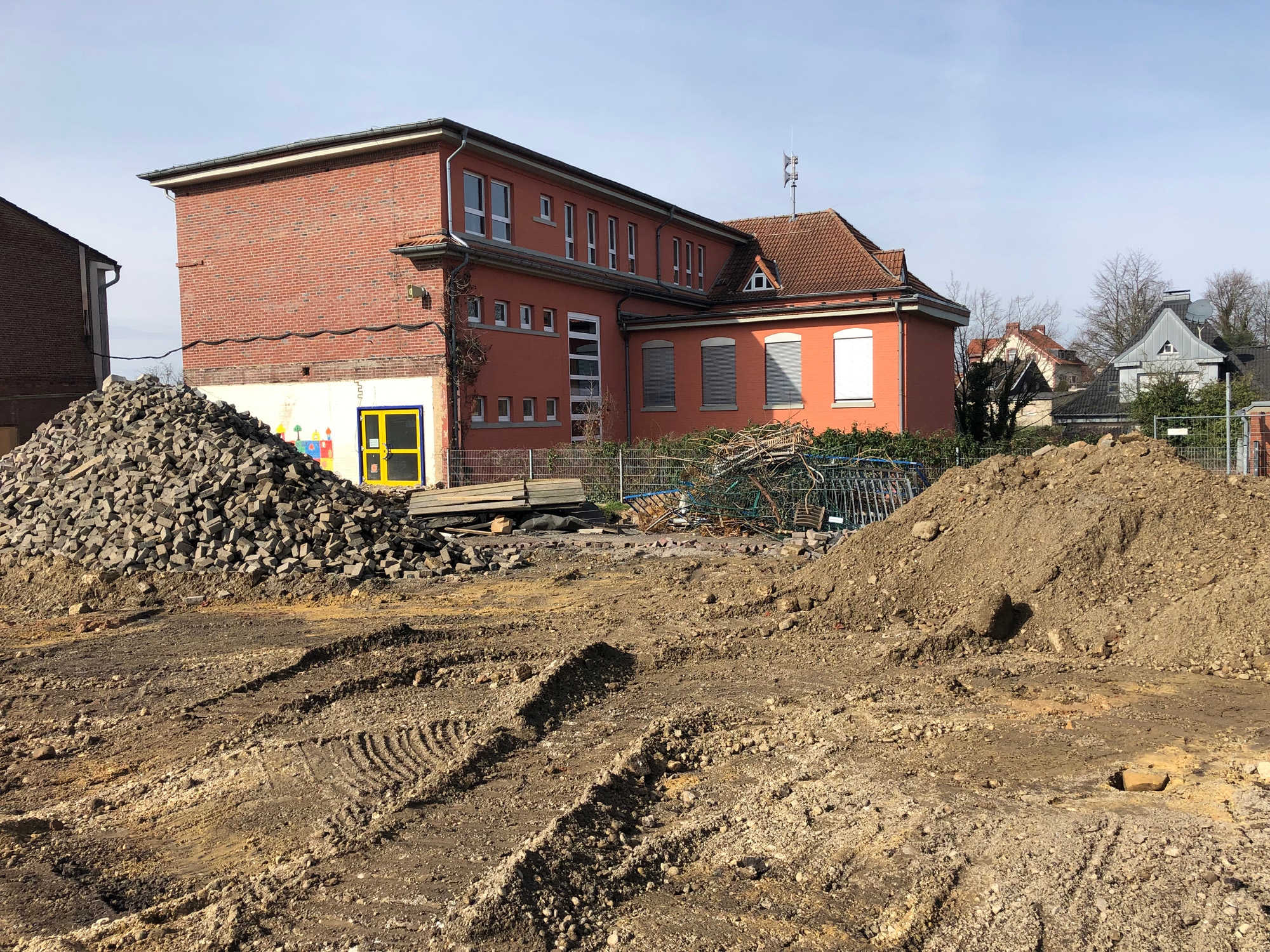 Baustelle an der Grundschule Alt-Merkstein