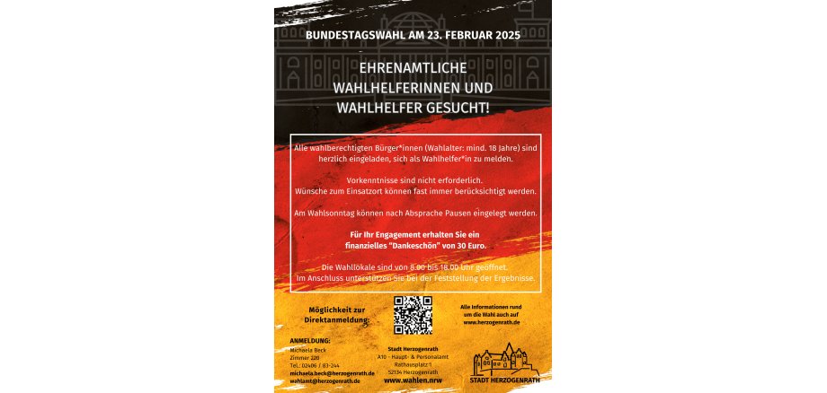 Plakat Aufruf Wahlhelfer Bundestagswahl 2025