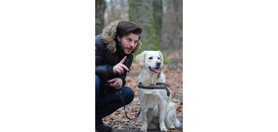 Symbolbild angeleinter Hund