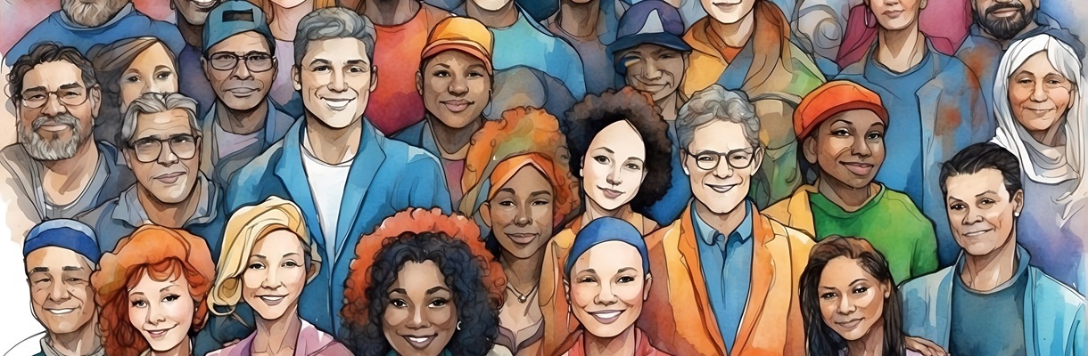 Diversität auf einem Comic-Bild ausgedrückt