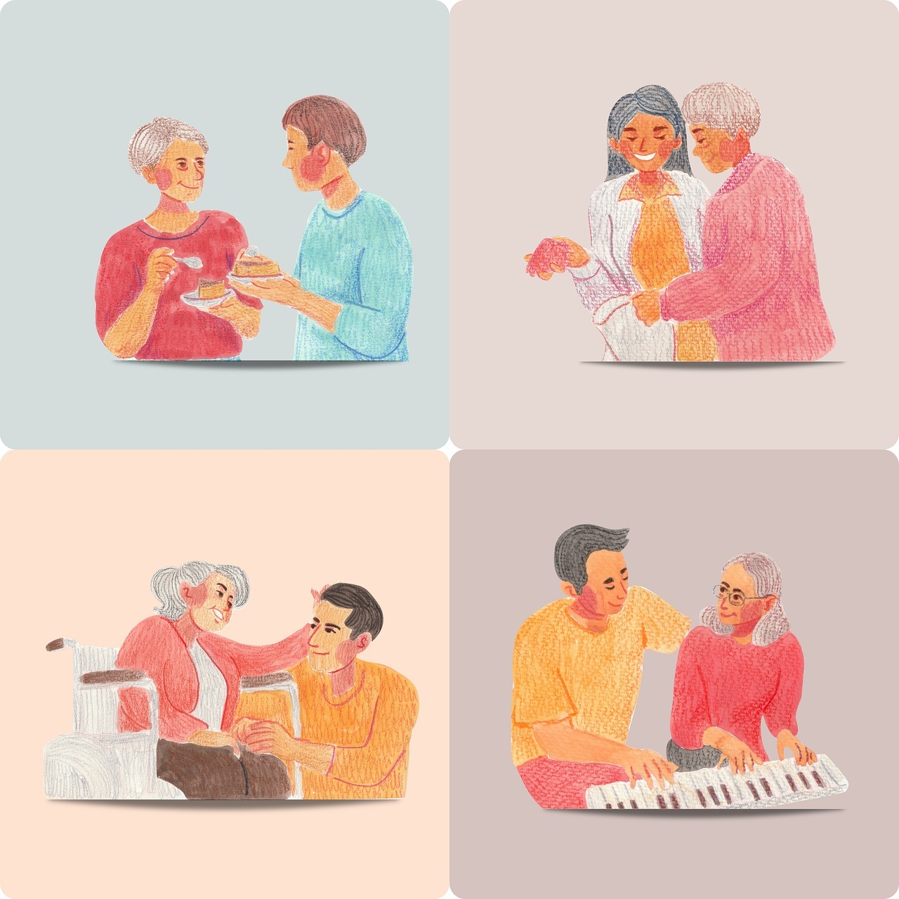 Comicbilder mit Unterstützung älterer Menschen