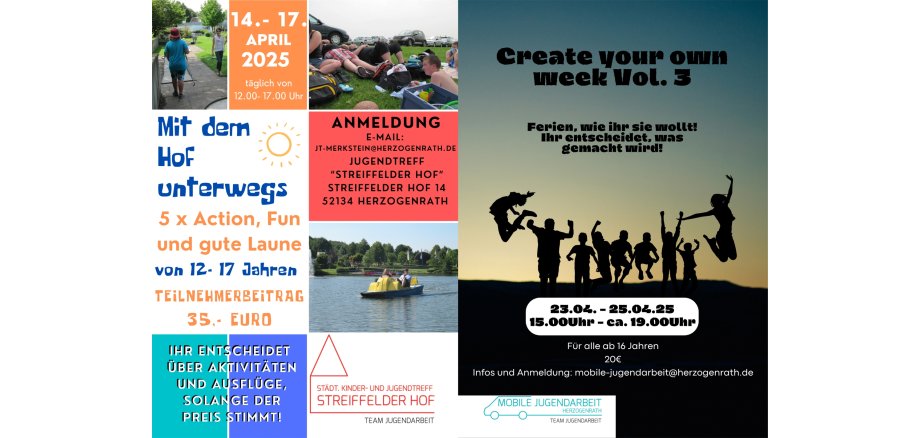 Plakate mit Hinweisen zu Osterferienprogrammen Jugendarbeit