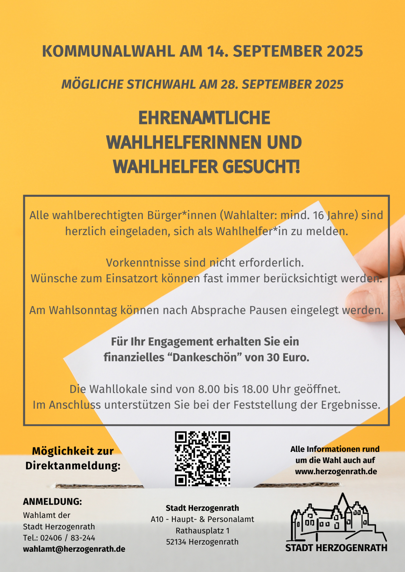 Werbung für Wahlhelfende Kommunalwahl 2025