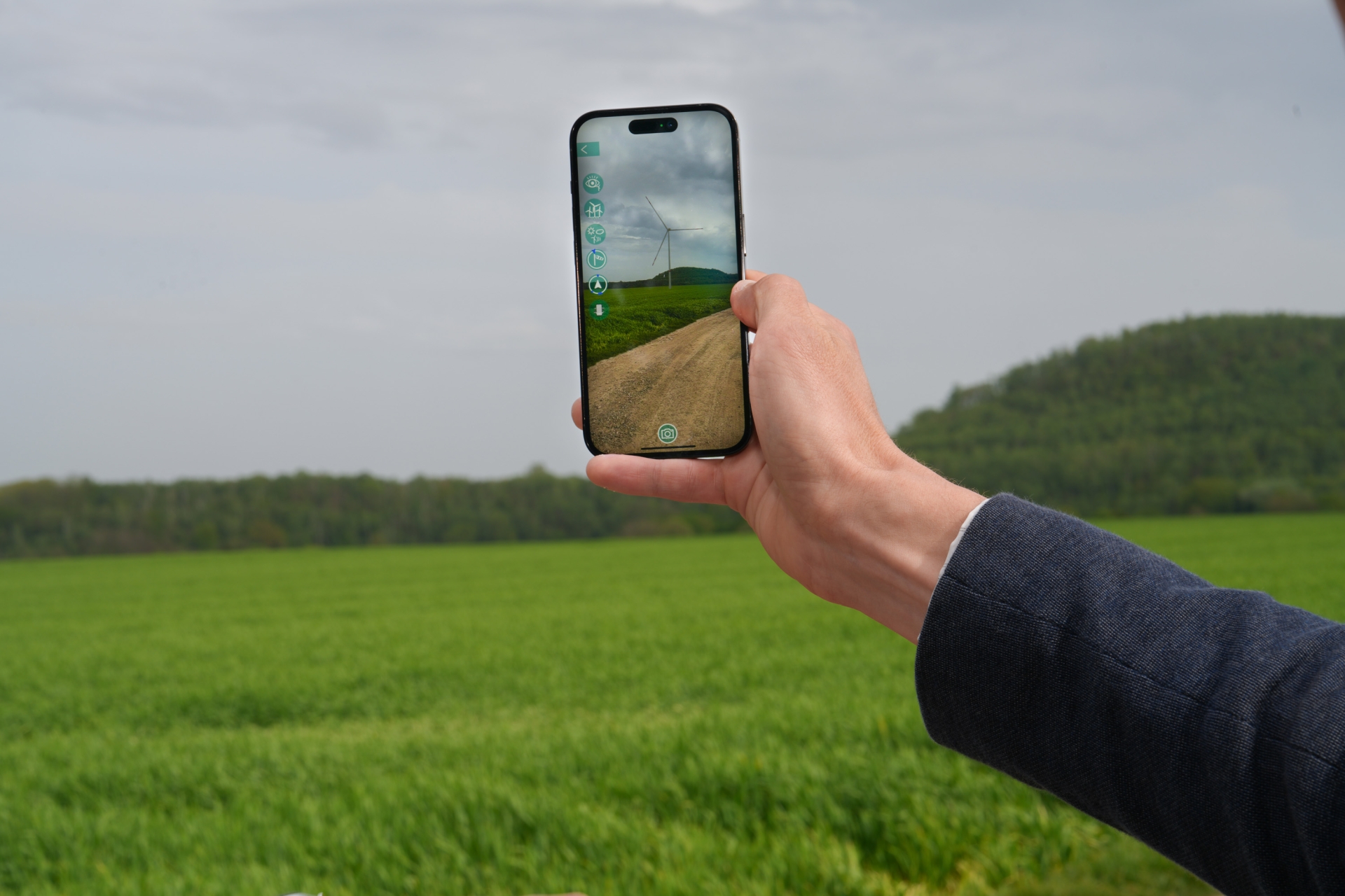Projektion von Windenergieanlagen in der App