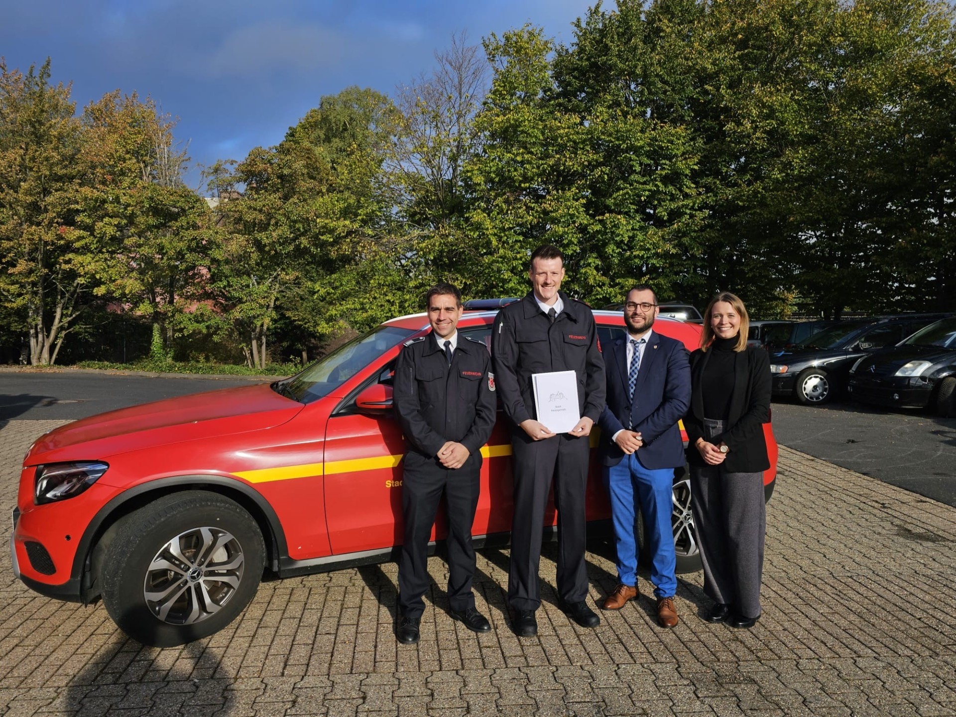 Das Bild zeigt v.l.n.r. Carsten Schütte, Marius Moll, Oliver Wischnewski und Julia Oidmann