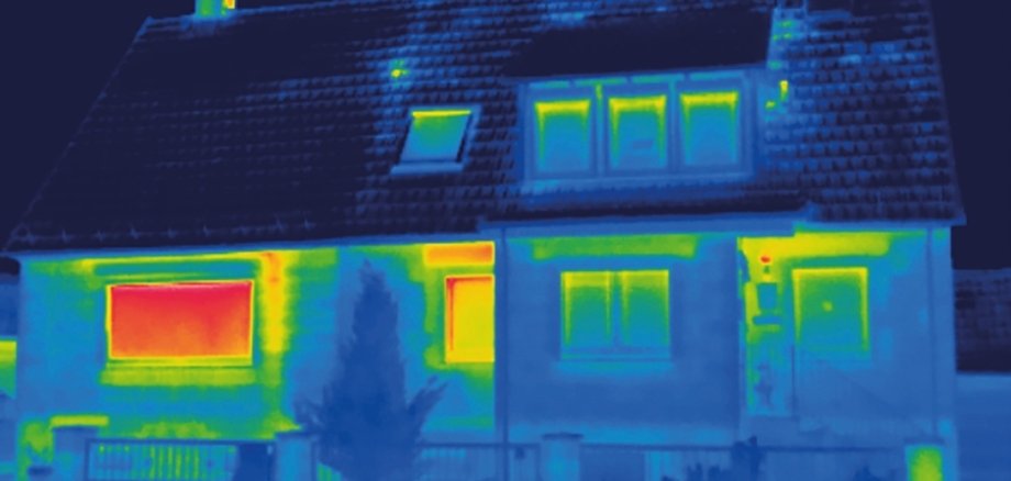 Thermografie-Aktion, Wärmebild eines Hauses