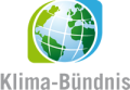 Klimabündis Logo, blau-grüne Weltkugel