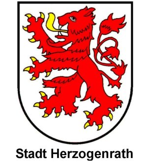 Die Grafik zeigt das Wappen der Stadt Herzogenrath, einen roten Löwen.