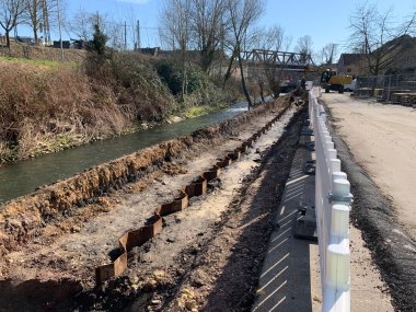 Spundwand Hochwasserschutzmauer, Foto: WVER