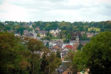 Blick von oben auf Herzogenrath und Burg