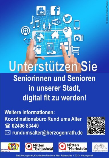 Plakat Suche Ehrenamtliche Hilfe für Senioren bei Digitalen Medien